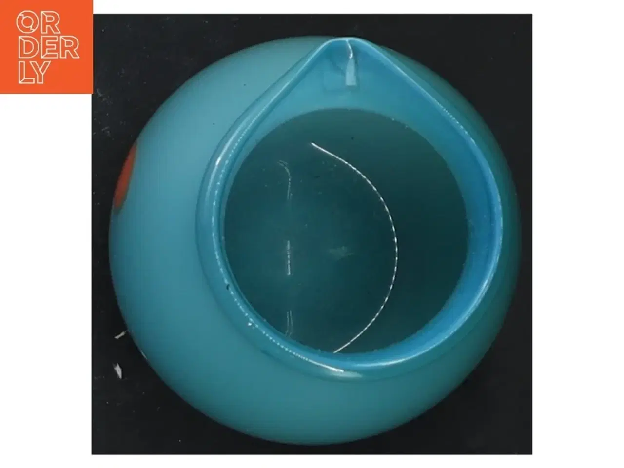 Billede 3 - Blå glasvase med prikker (str. 10x5,5 cm)