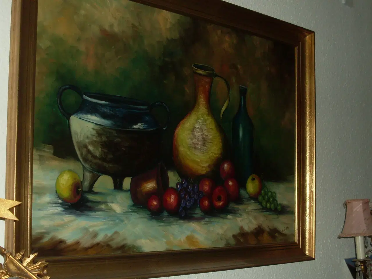 Billede 1 - Stilleben frugt - Maleri af V. Dam 