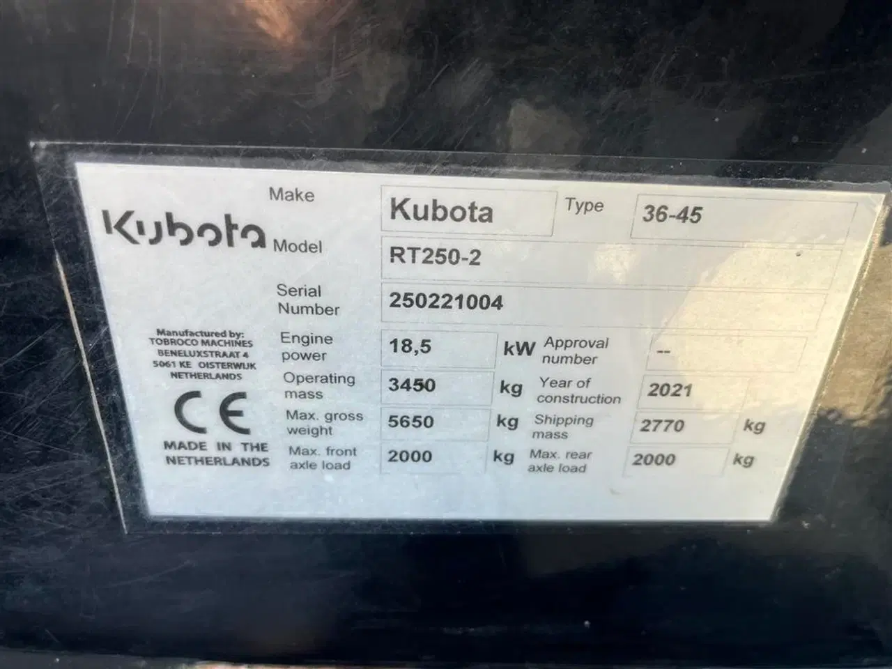 Billede 8 - Kubota RT250 Skovl og gafler kun kørt 540t