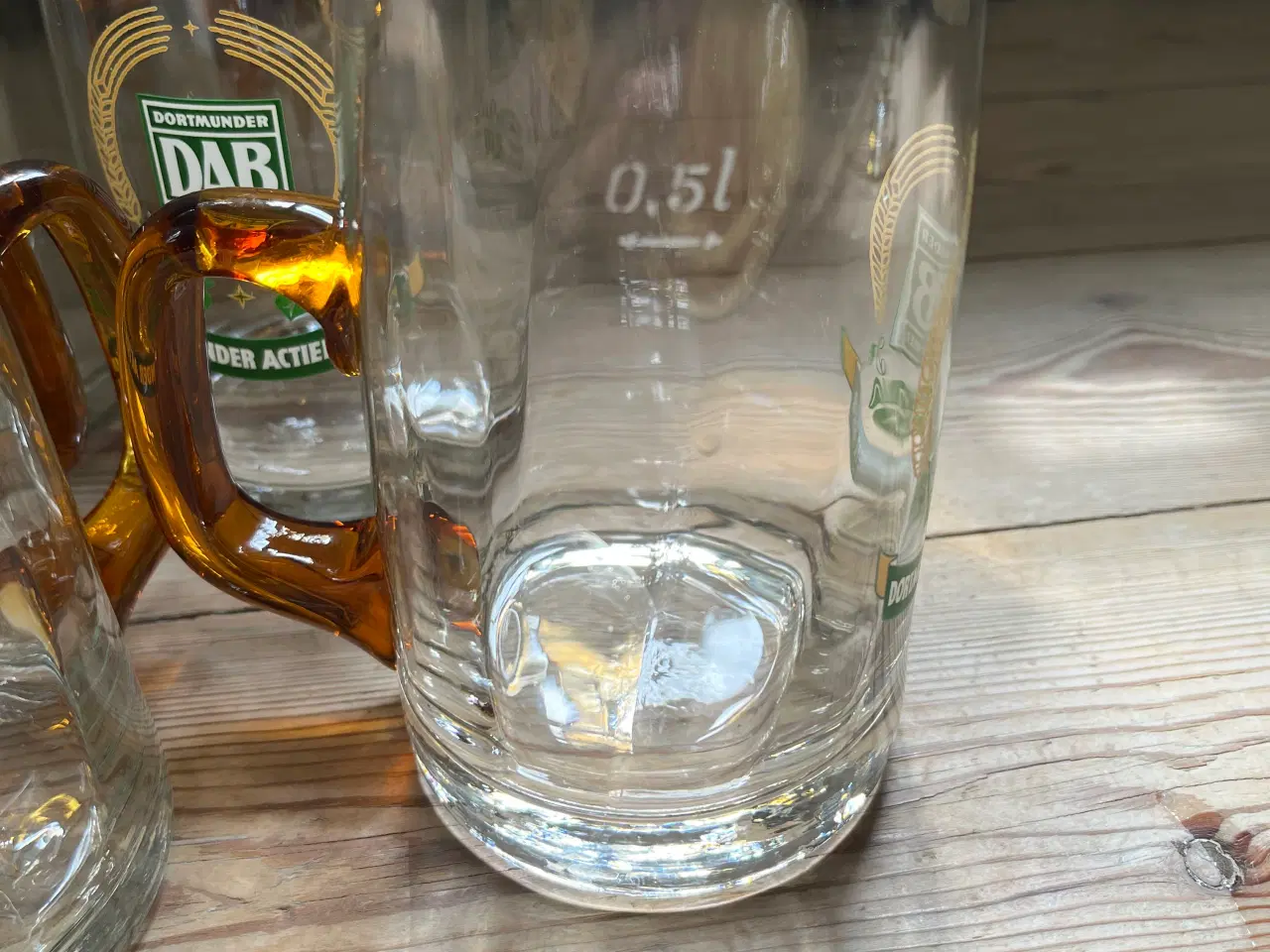 Billede 6 - 5 glas DAB ølkrus med ravfarvet hank 