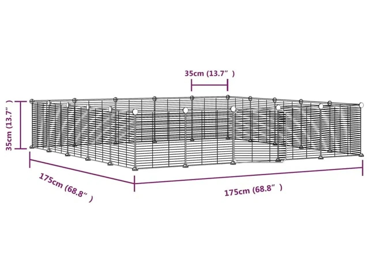 Billede 4 - 20-panels kæledyrsindhegning med låge 35x35 cm stål sort