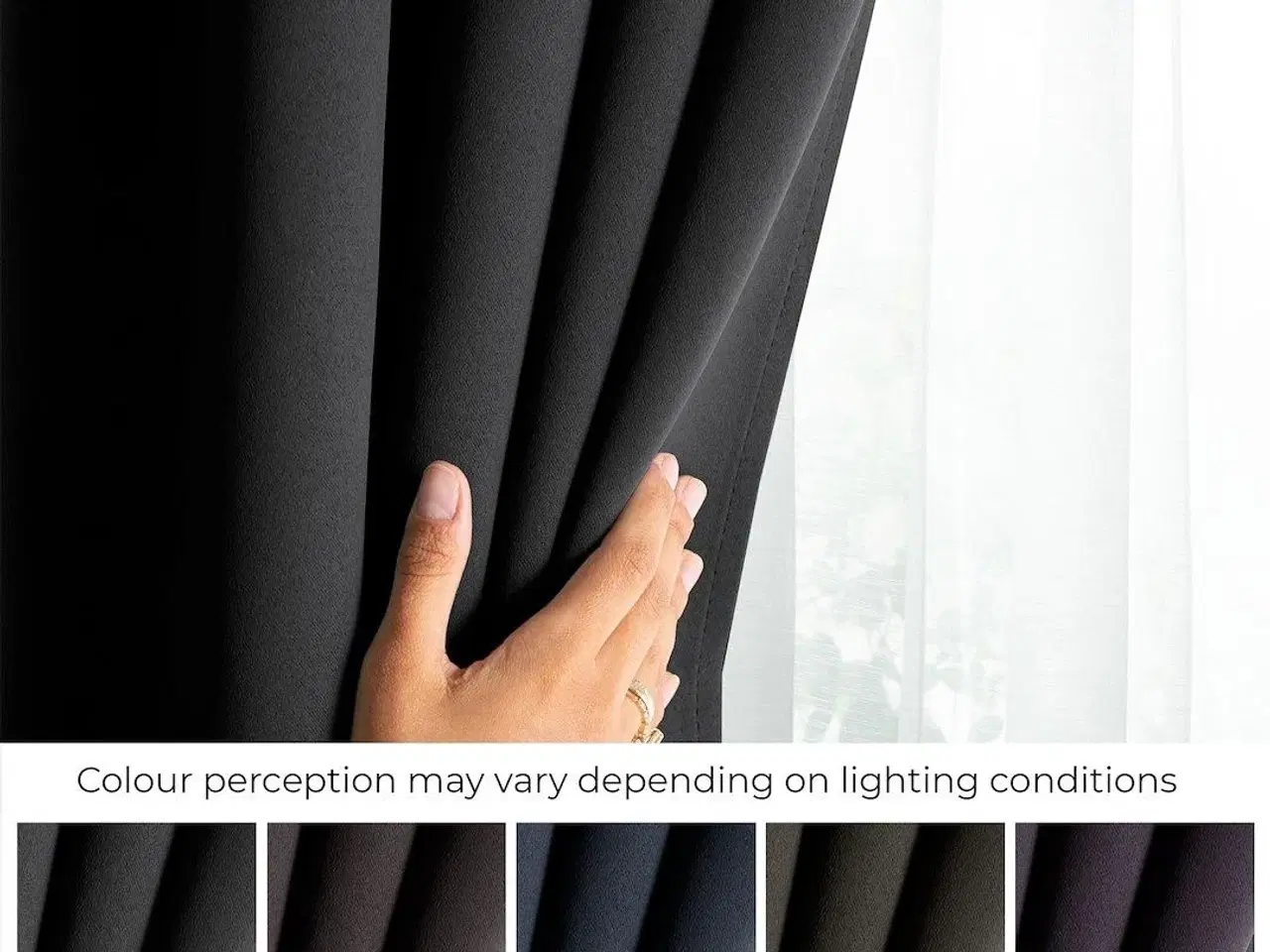 Billede 4 - Mørklægningsgardin blackout 140x270 cm – sort, klassisk stil med sølv-øskner – AmeliaHome