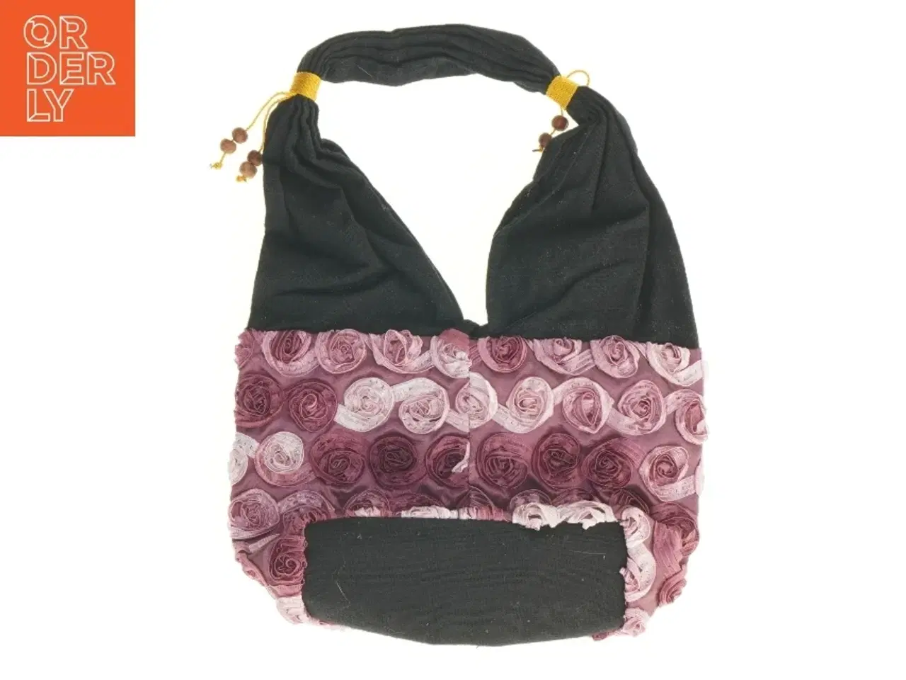 Billede 2 - Håndlavet stofpose med rosenmotiv (str. 32 x 25 cm)