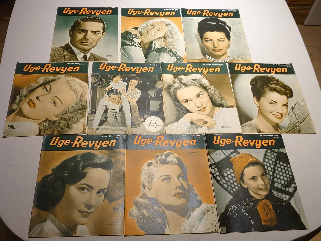 Billede 1 - 10 stk Uge-Revyen fra 1949. Format (21,5 x 27)cm