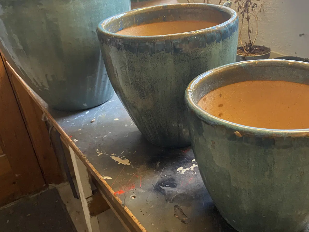 Billede 2 - 3 frostsikre krukker på glaseret keramik