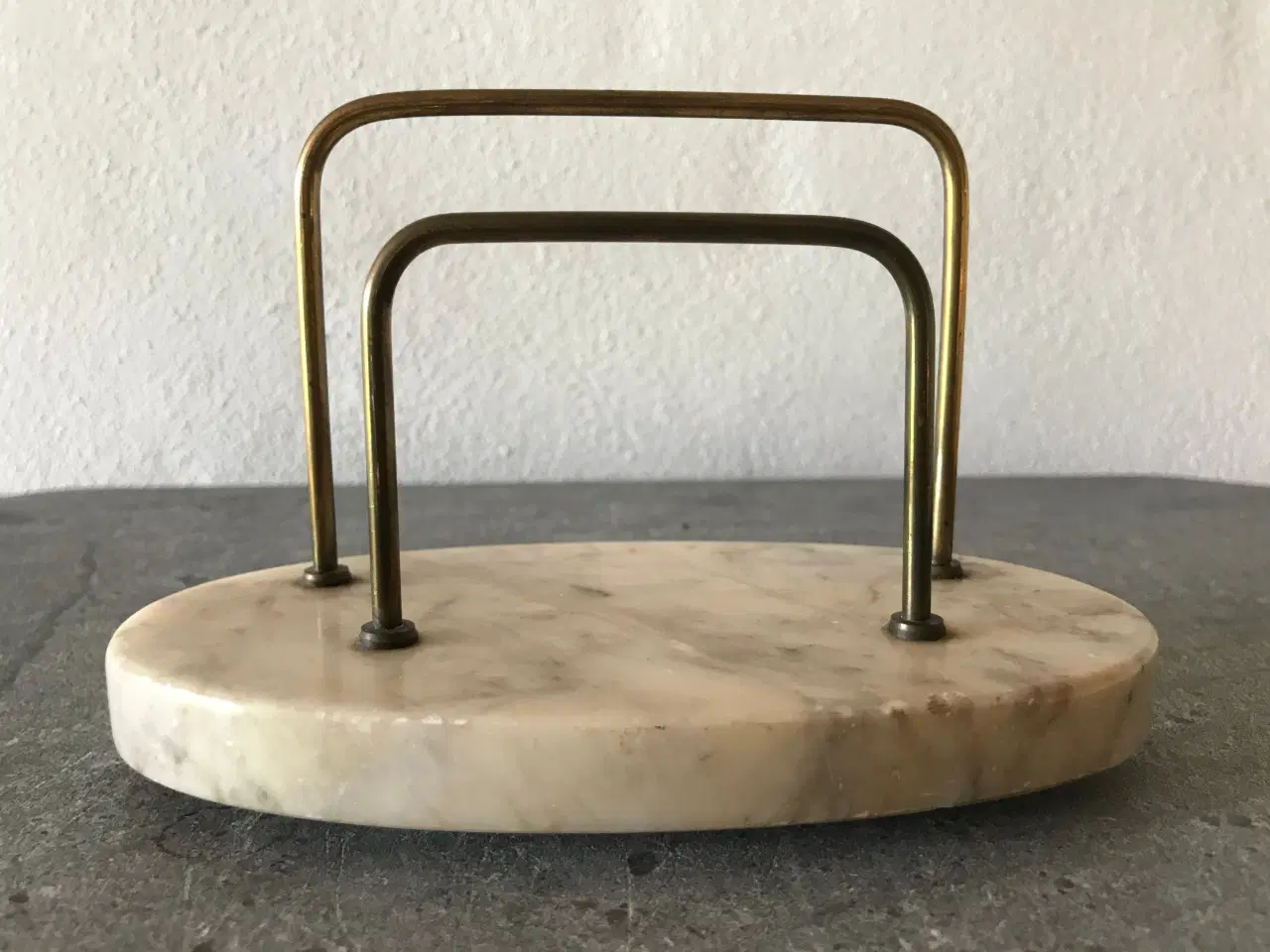 Billede 2 - Retro papirholder / brevholder i marmor og messing