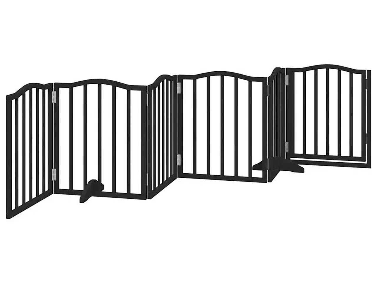 Billede 6 - Hundelåge med dør 6 paneler 300 cm foldbar poppeltræ sort