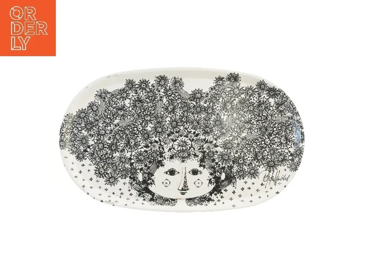 Billede 1 - Dekorativt fad med kunstmotiv fra Bjørn Wiinblad (str. 33x56 cm)