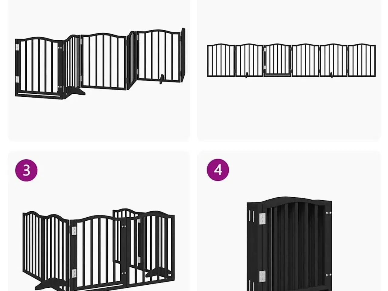 Billede 7 - Hundelåge med dør 6 paneler 300 cm foldbar poppeltræ sort
