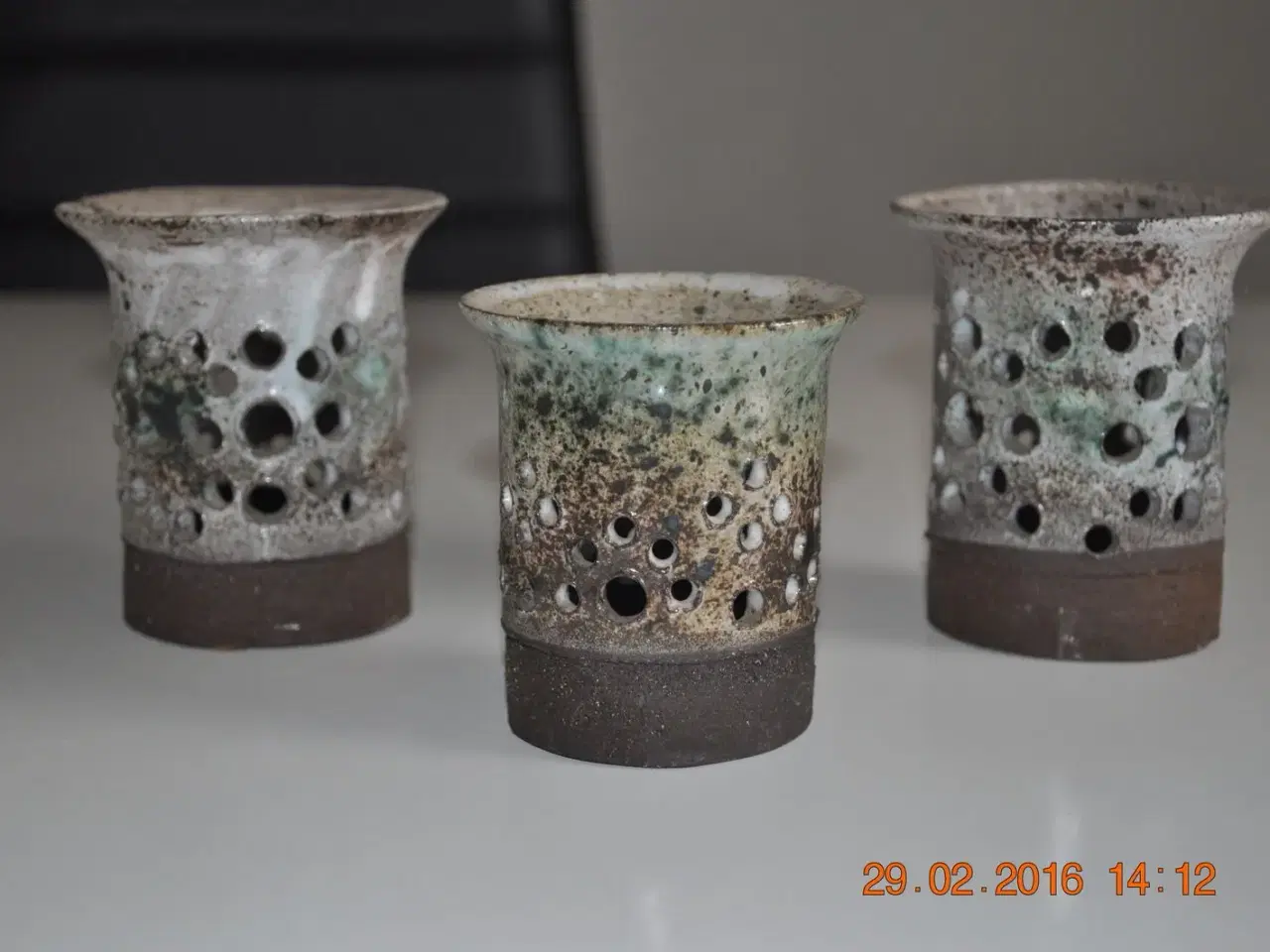 Billede 1 - 3 Stk Håndlavet vaser til fyrfads lys