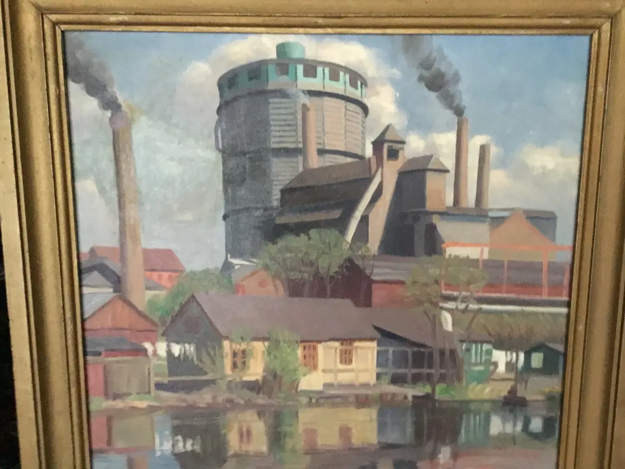 Billede 3 - Oliemaleri fra Odense Havn