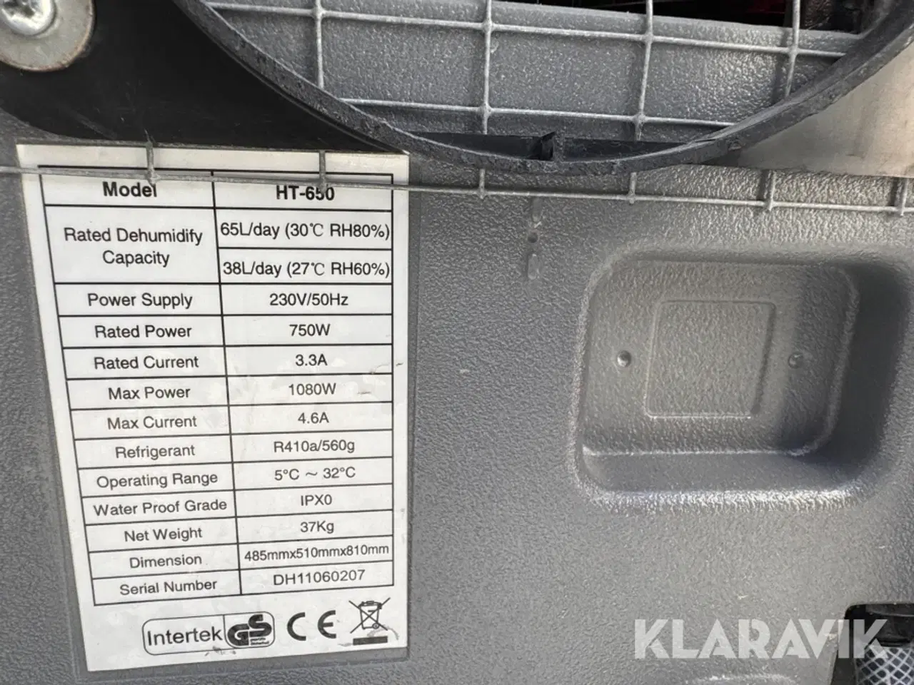 Billede 2 - Affugter Intertek Ht650