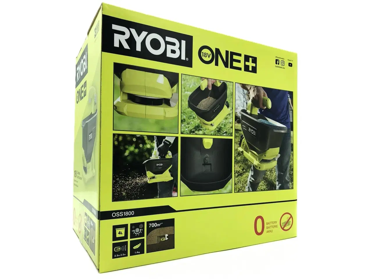 Billede 2 - Frø- og gødningsspreder 18 V – Ryobi ONE+ OSS1800 (uden batteri)