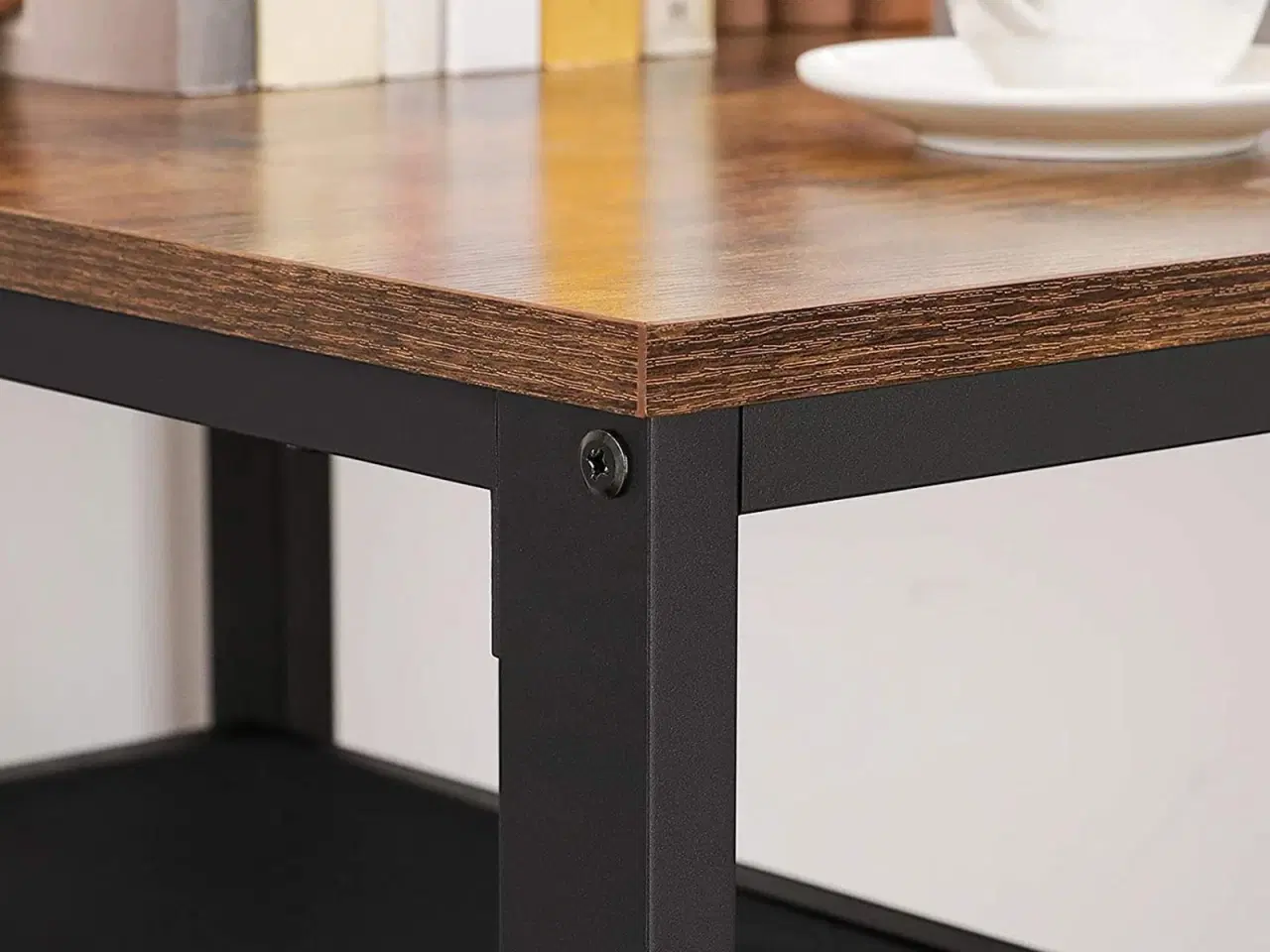 Billede 4 - Skrivebord – VASAGLE computerbord med 2 hylder, industrielt, rustik brun/sort (LWD55X)