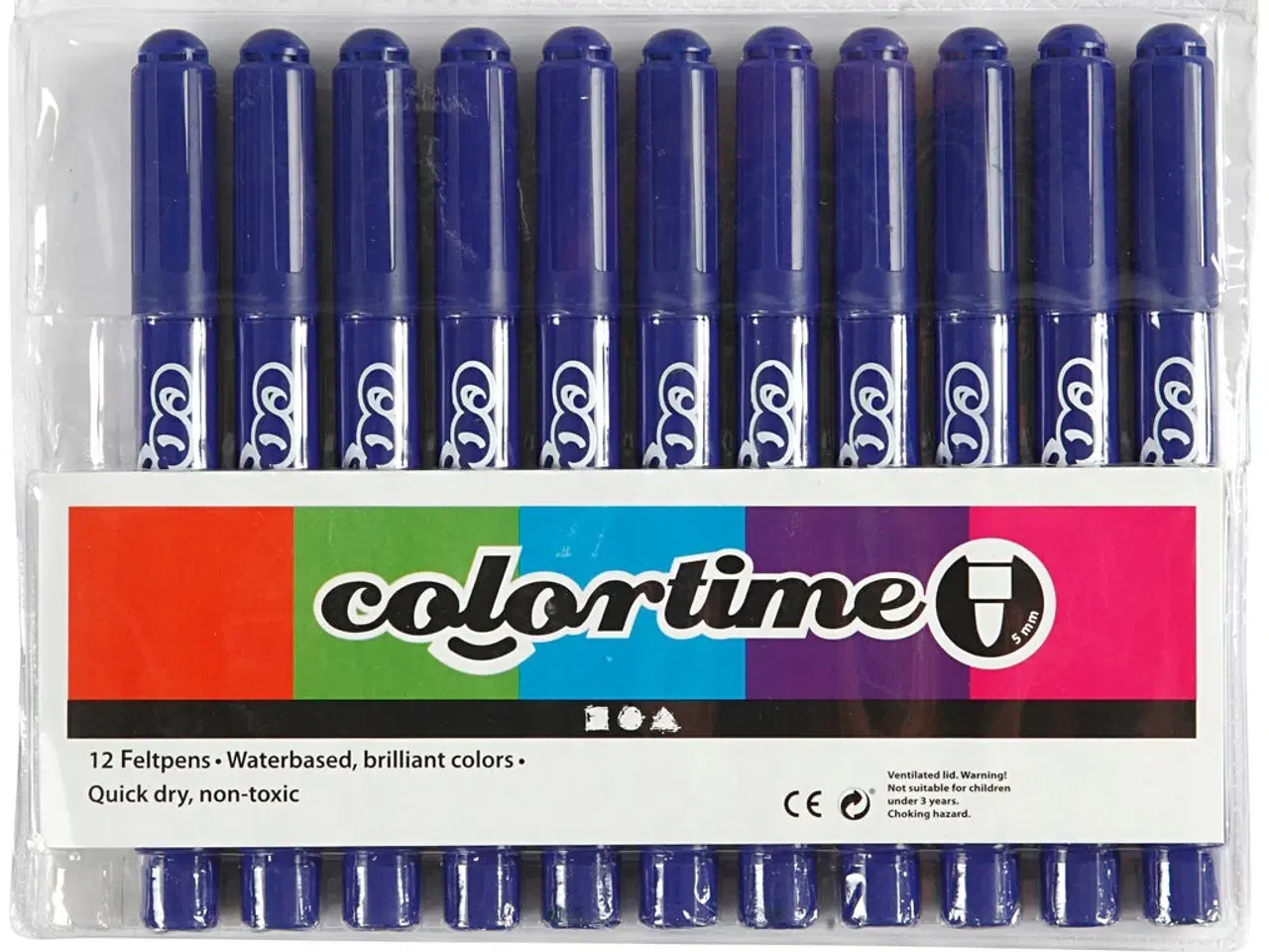 Billede 1 - Colortime Mørk Blå Tusch 5 mm - 12 stk.