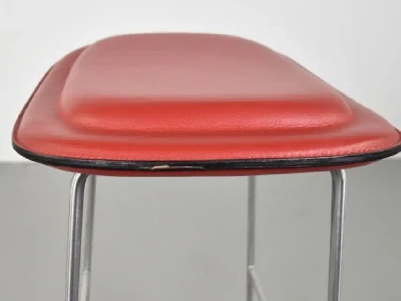 Billede 6 - Cappellini barstol med rødt læder på sædet og stel i stål