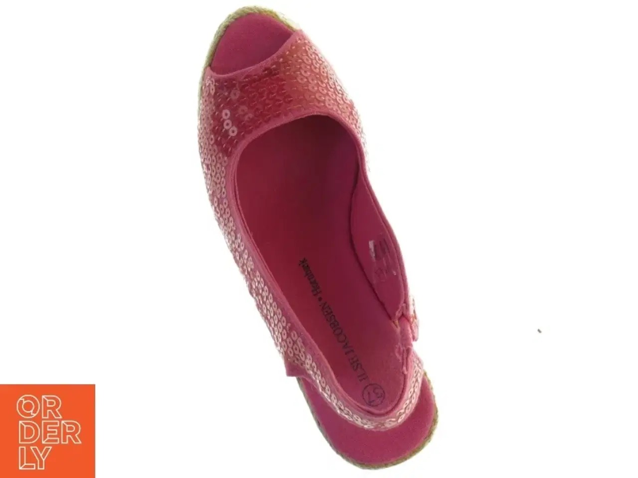 Billede 4 - Røde stof wedges sandaler med palietter fra ILSE JACOBSEN Hornbæk (str. 37)
