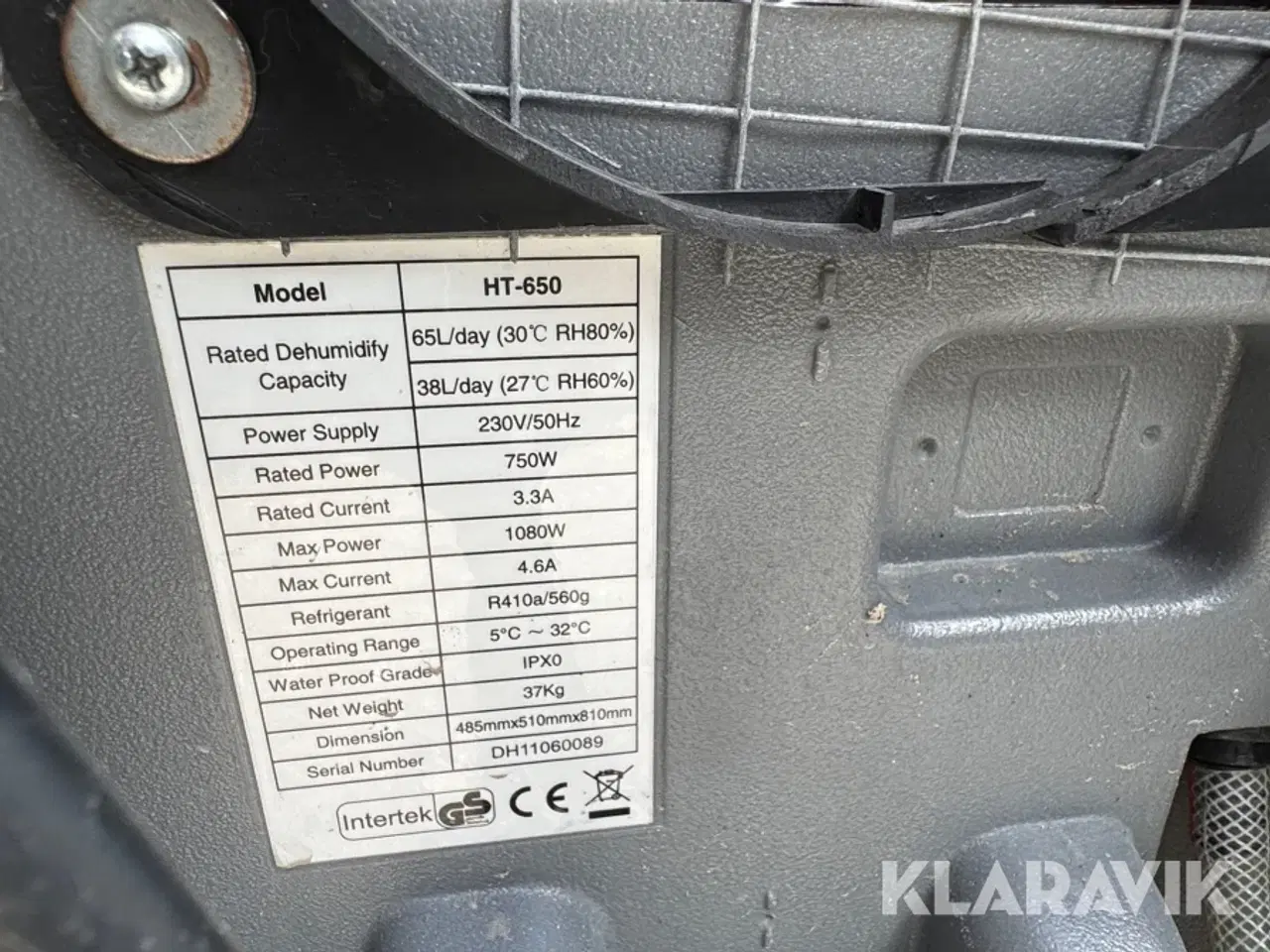 Billede 2 - Affugter Intertek Ht650