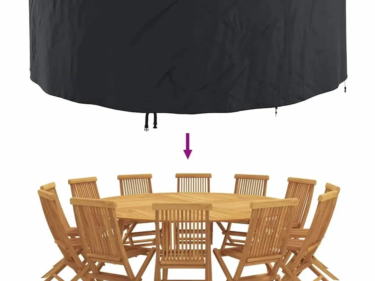 Billede 7 - Overtræk til havemøbler Sort 279 x 279 x 85 cm 420D stof
