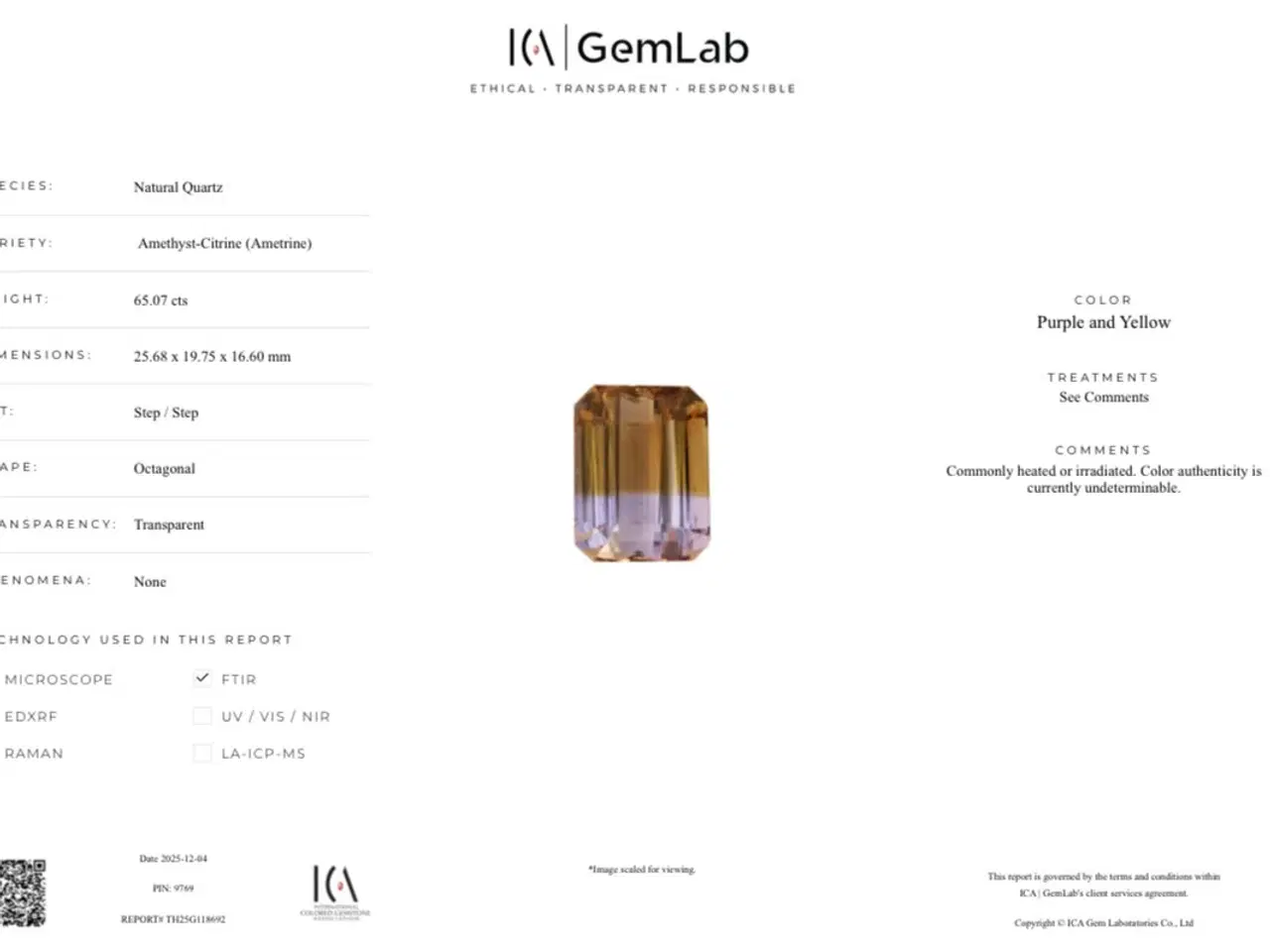 Billede 6 - Ametrin - 65.07 ct - International Colored Gemston