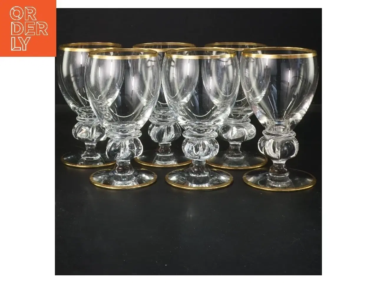 Billede 1 - Sæt med 6 glas med guldkant (str. 6 styk, 13,5 cm)