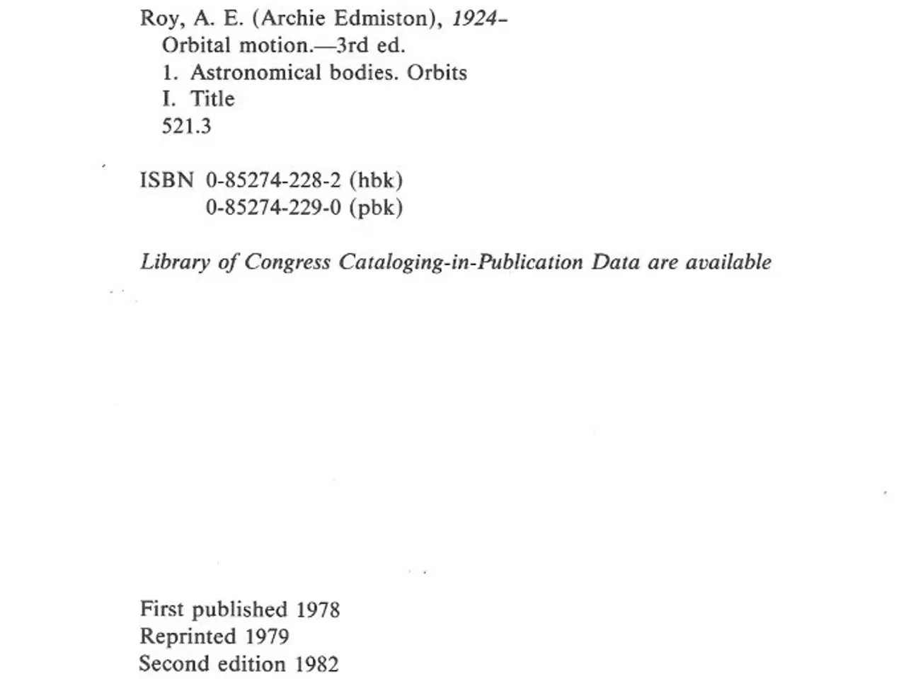 Billede 2 - Orbital Motion by A. E. Roy