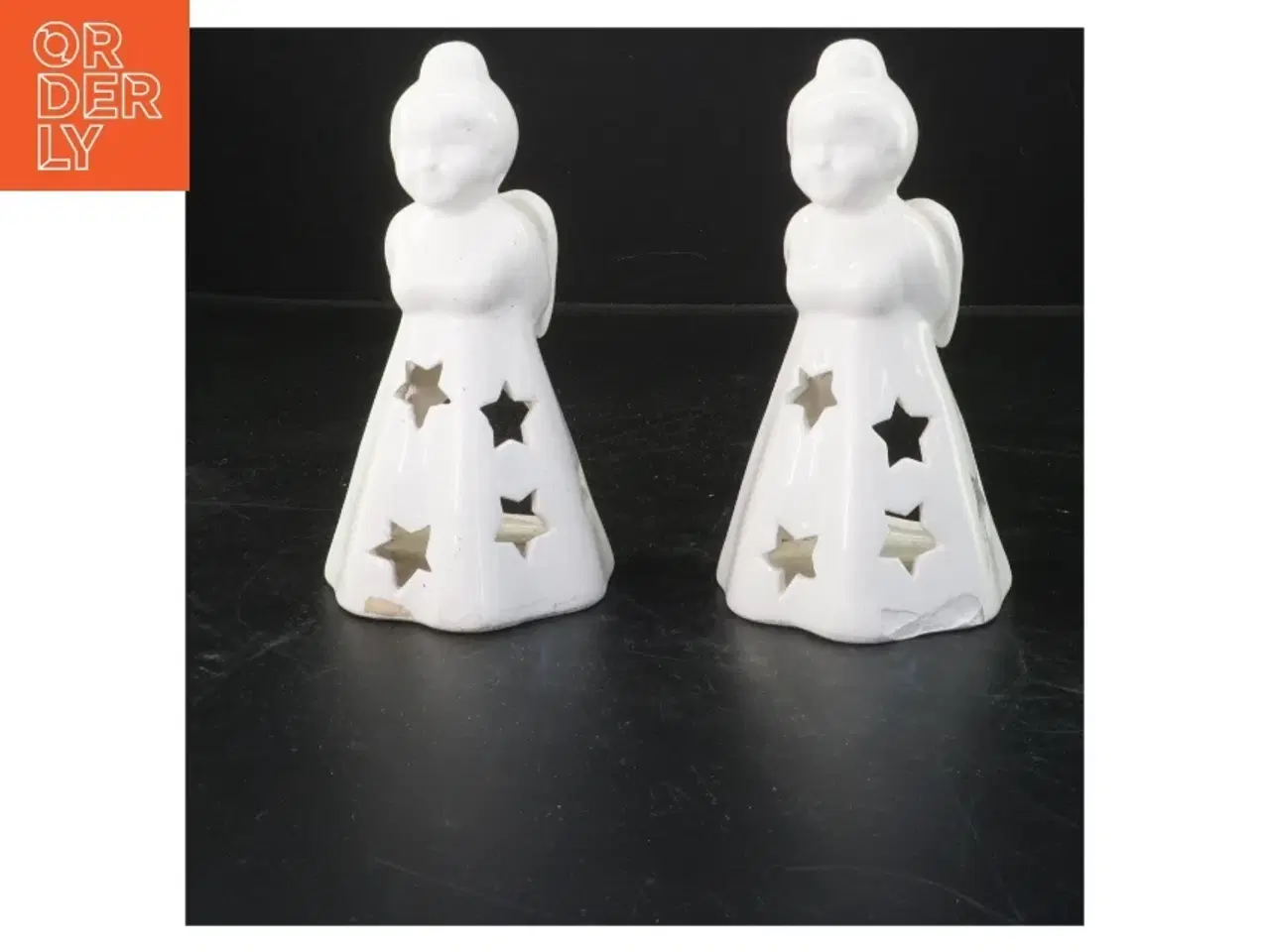 Billede 1 - Keramik engle lysestager (str. 16x9 cm)