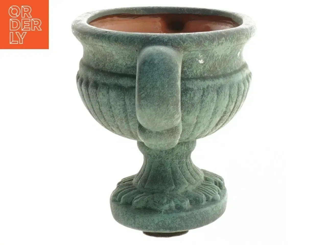 Billede 2 - Grøn dekorativ skål / vase (str. 11x24 cm)