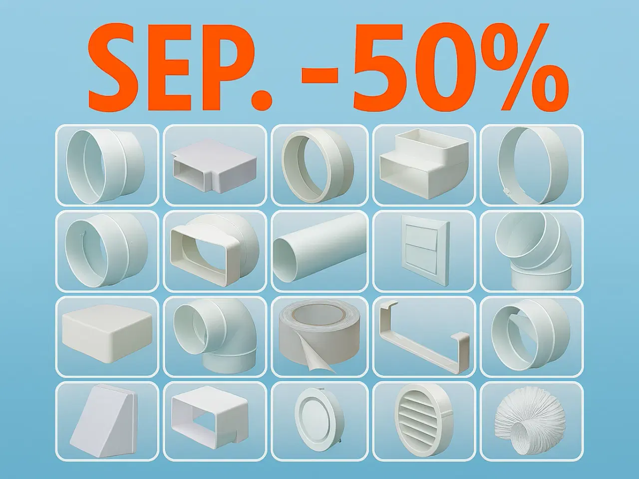 Billede 1 - ‼️ SEPTEMBER-TILBUD ‼️ -50% på ventilationsdele