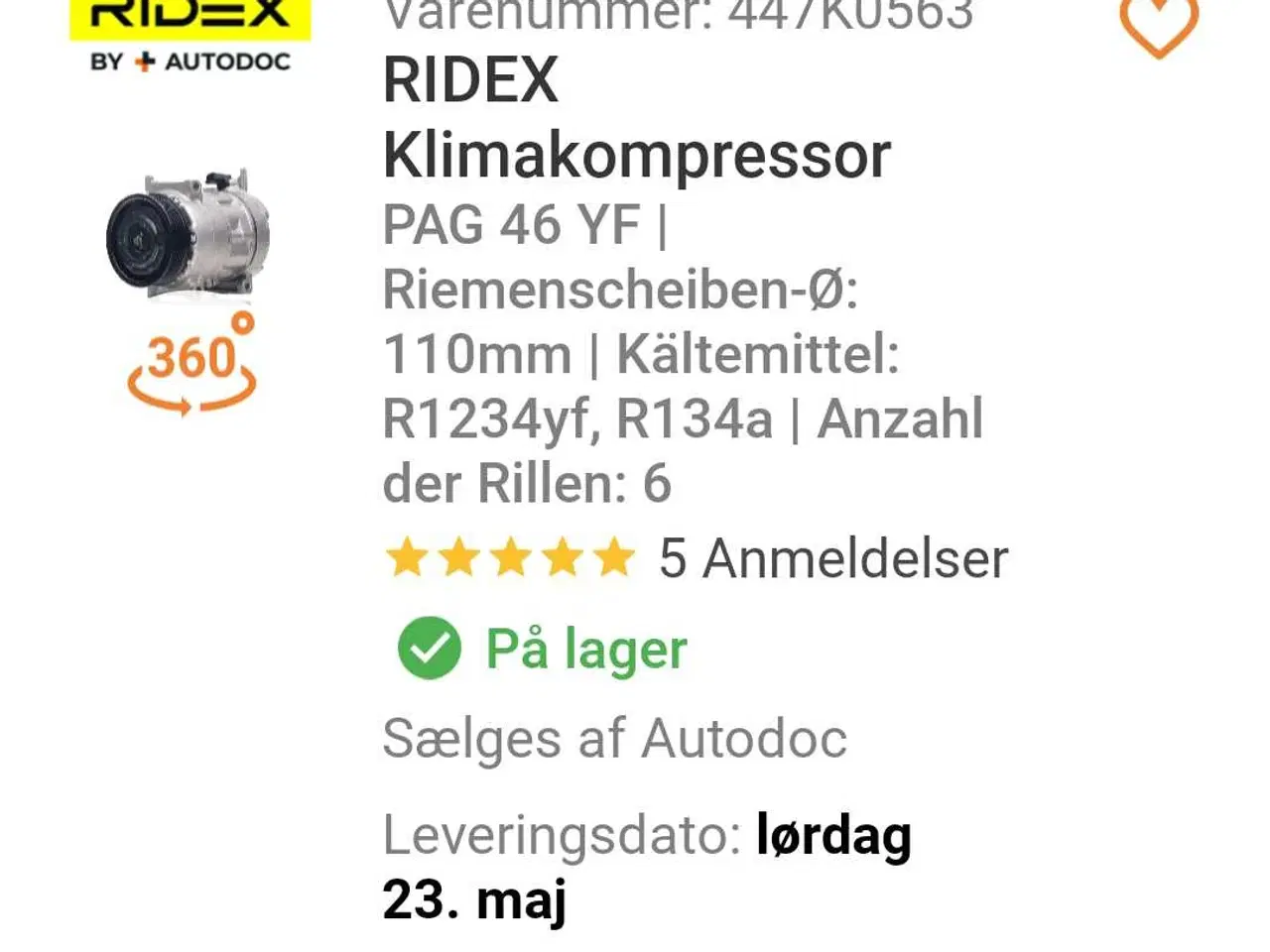 Billede 1 - AC kompressor 