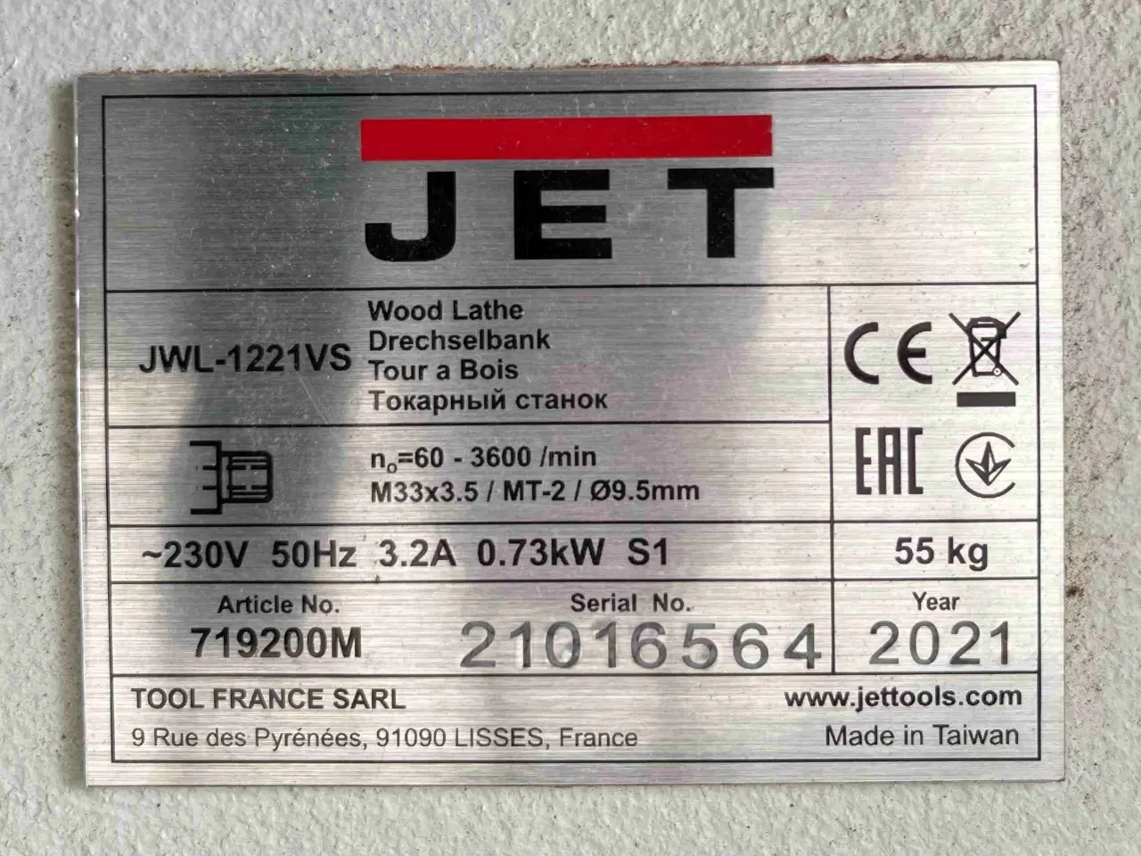 Billede 2 - Trædrejebænk, Jet 1221VS