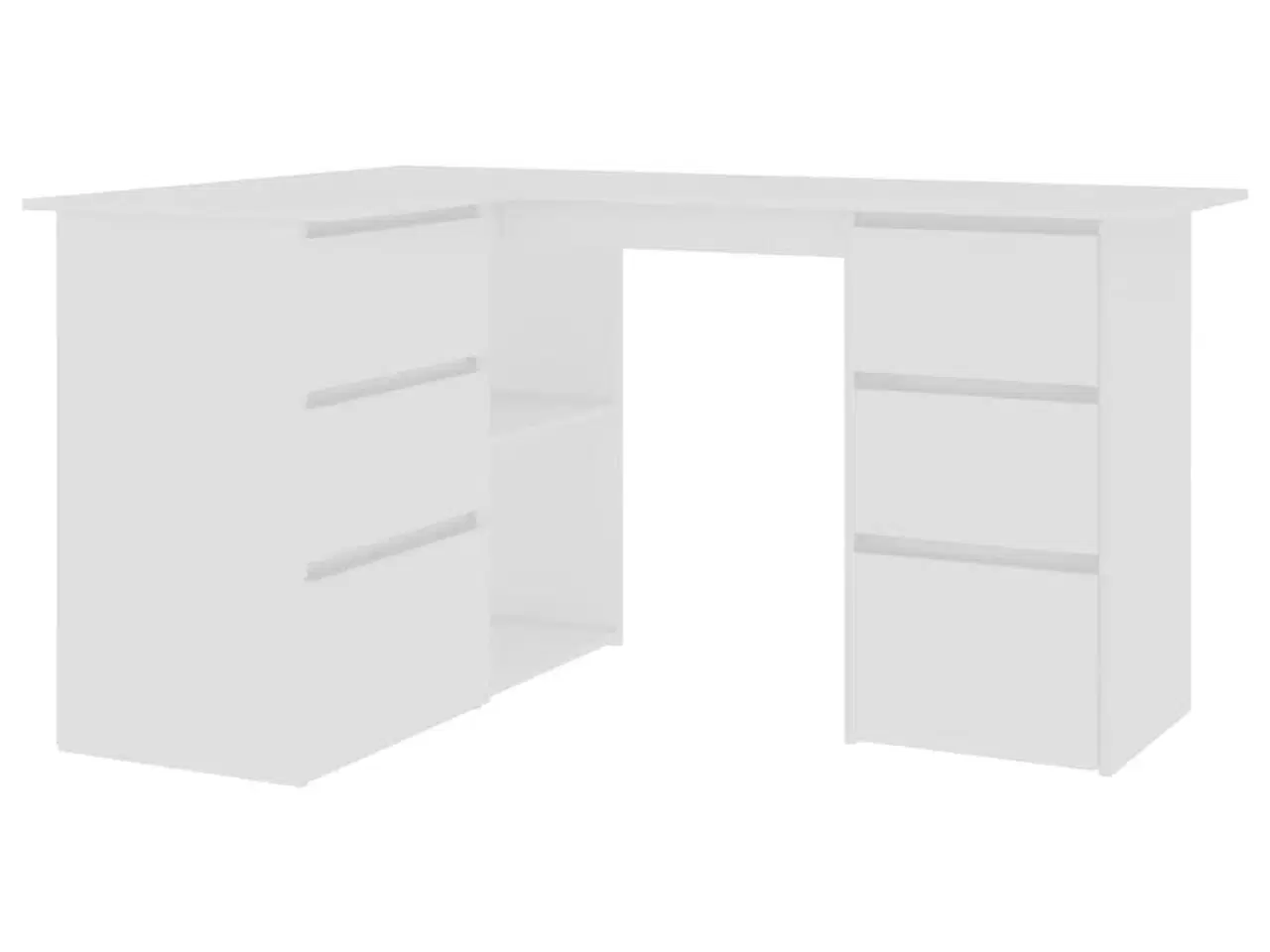 Billede 2 - Skrivebord til hjørne 145x100x76 cm konstrueret træ hvid