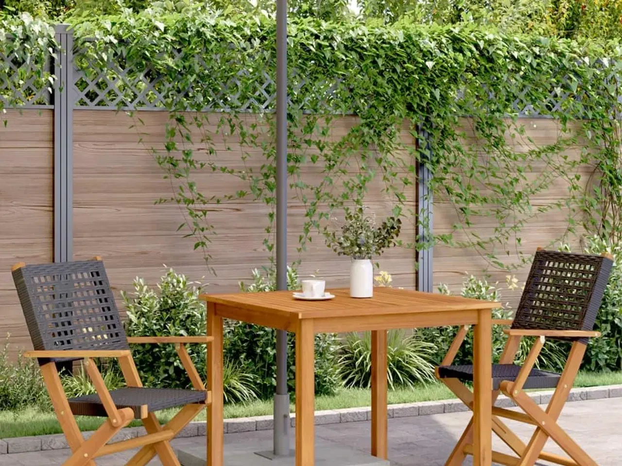 Billede 3 - Havestole 2 stk. massivt akacietræ og polyrattan sort