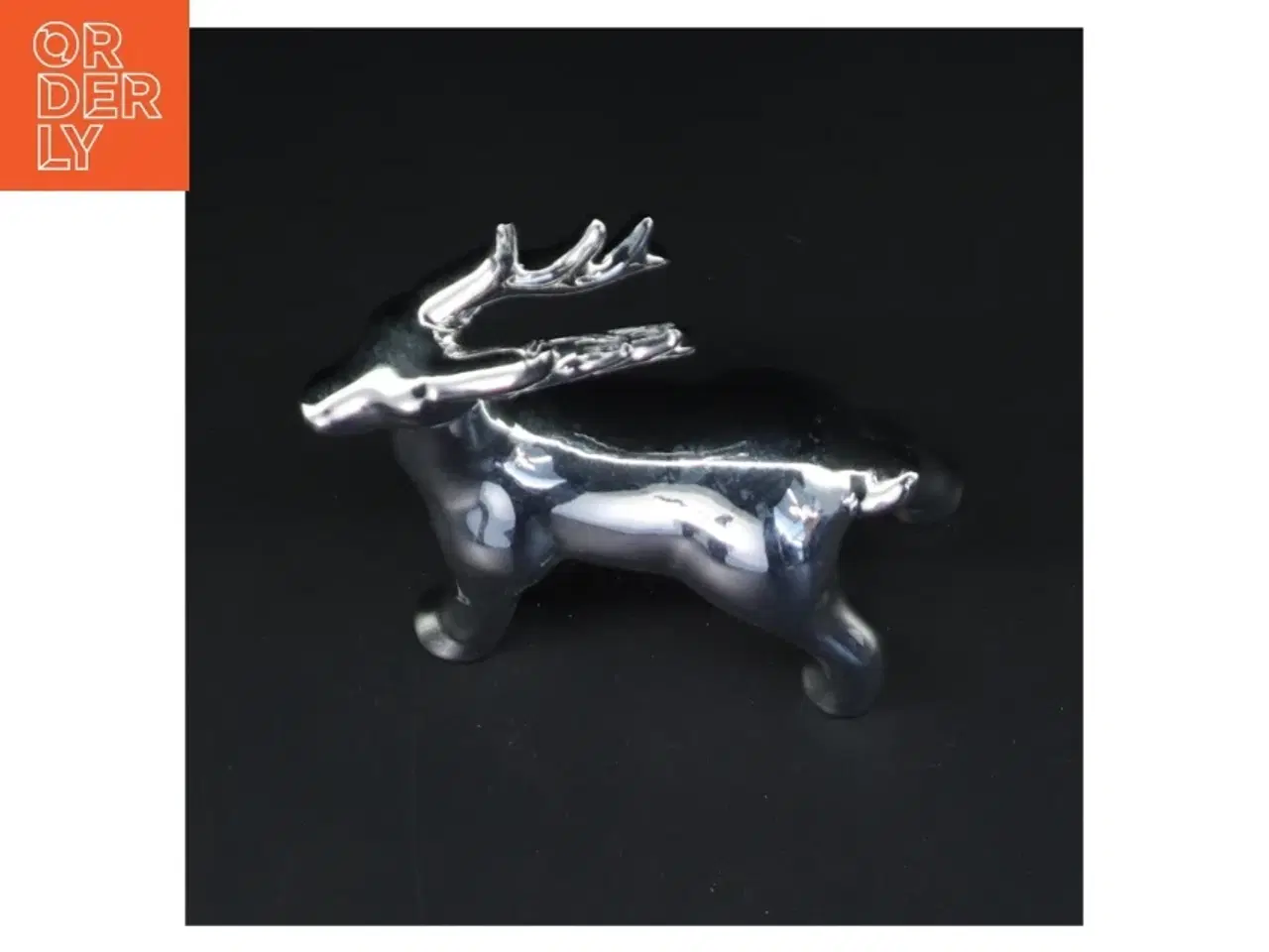 Billede 2 - Sølvfarvet dekorativt rådyr (str. 16x9 cm)