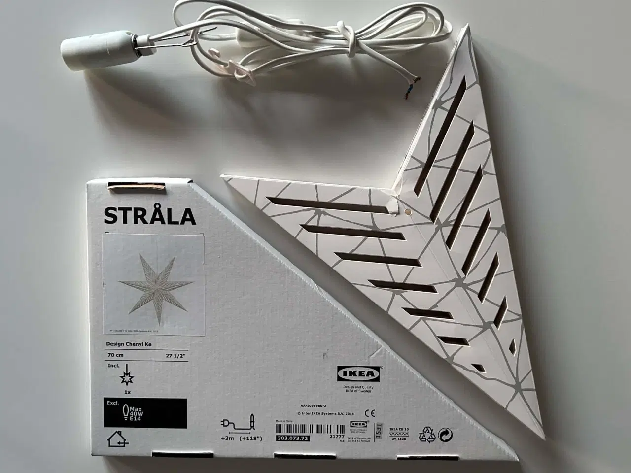 Billede 1 - Ikea Stråla hvid/grå lampeskærm 70 cm