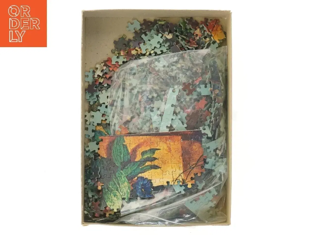 Billede 2 - Vintage Puzzle med blomstertryk 1500 brikker fra Milton Bradley (str. 1500 brikker 79x61 cm)