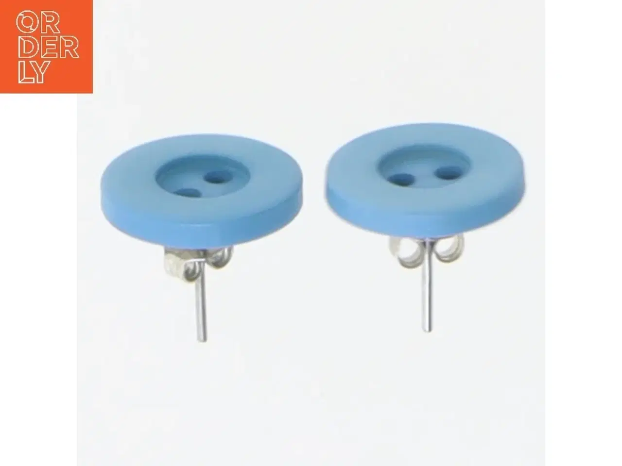 Billede 1 - Blå knapformede øreringe (str. 1 cm)