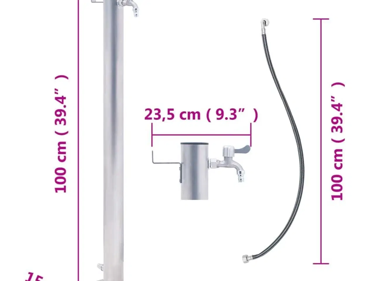 Billede 9 - Vandsøjle 100 cm rund rustfrit stål