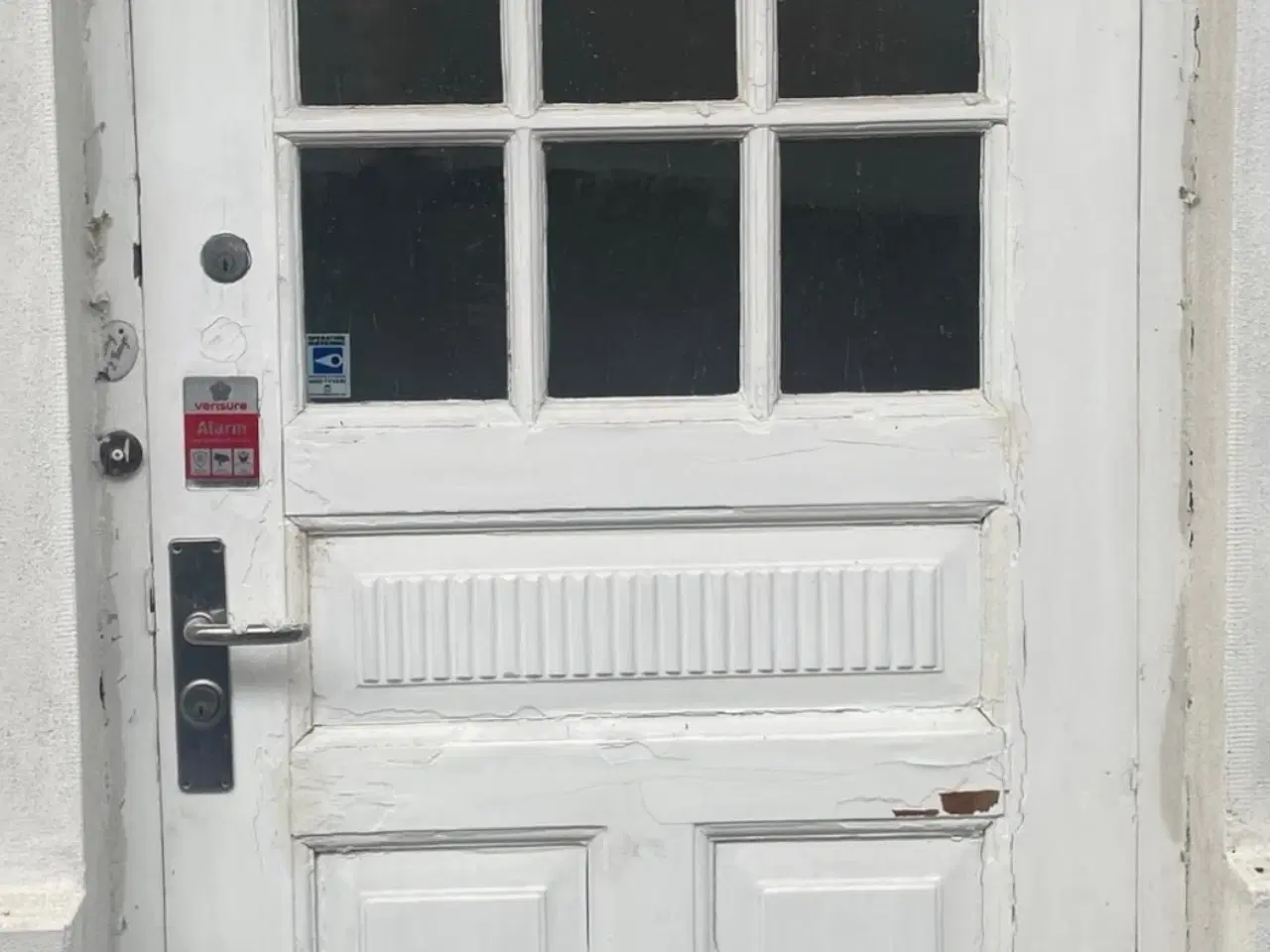 Billede 1 - Flot gammel hoveddør med 6 charmerende glas felter