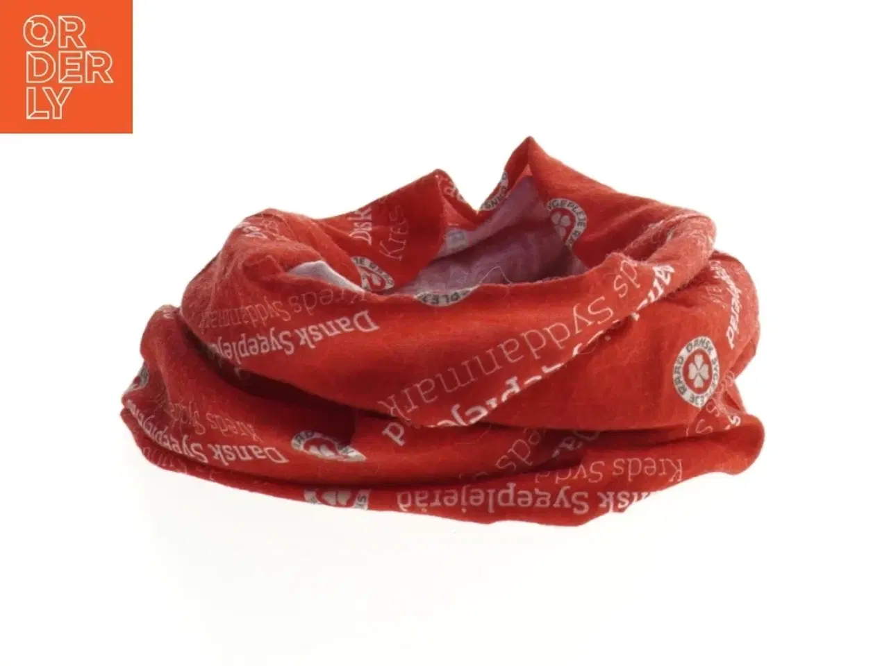 Billede 1 - Rød halsedisse med logo fra Dansk Sygeplejeråd (str. 43 cm)