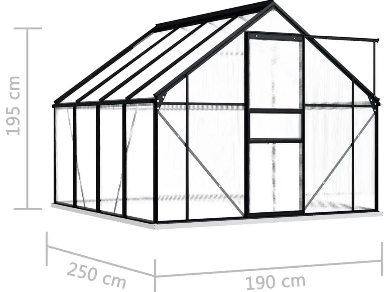 Billede 6 - Drivhus med fundamentramme 3,3 m² aluminium antracitgrå