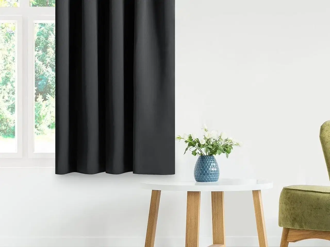 Billede 5 - Mørklægningsgardin blackout 140×245 cm – sort, sølvøskner – AmeliaHome
