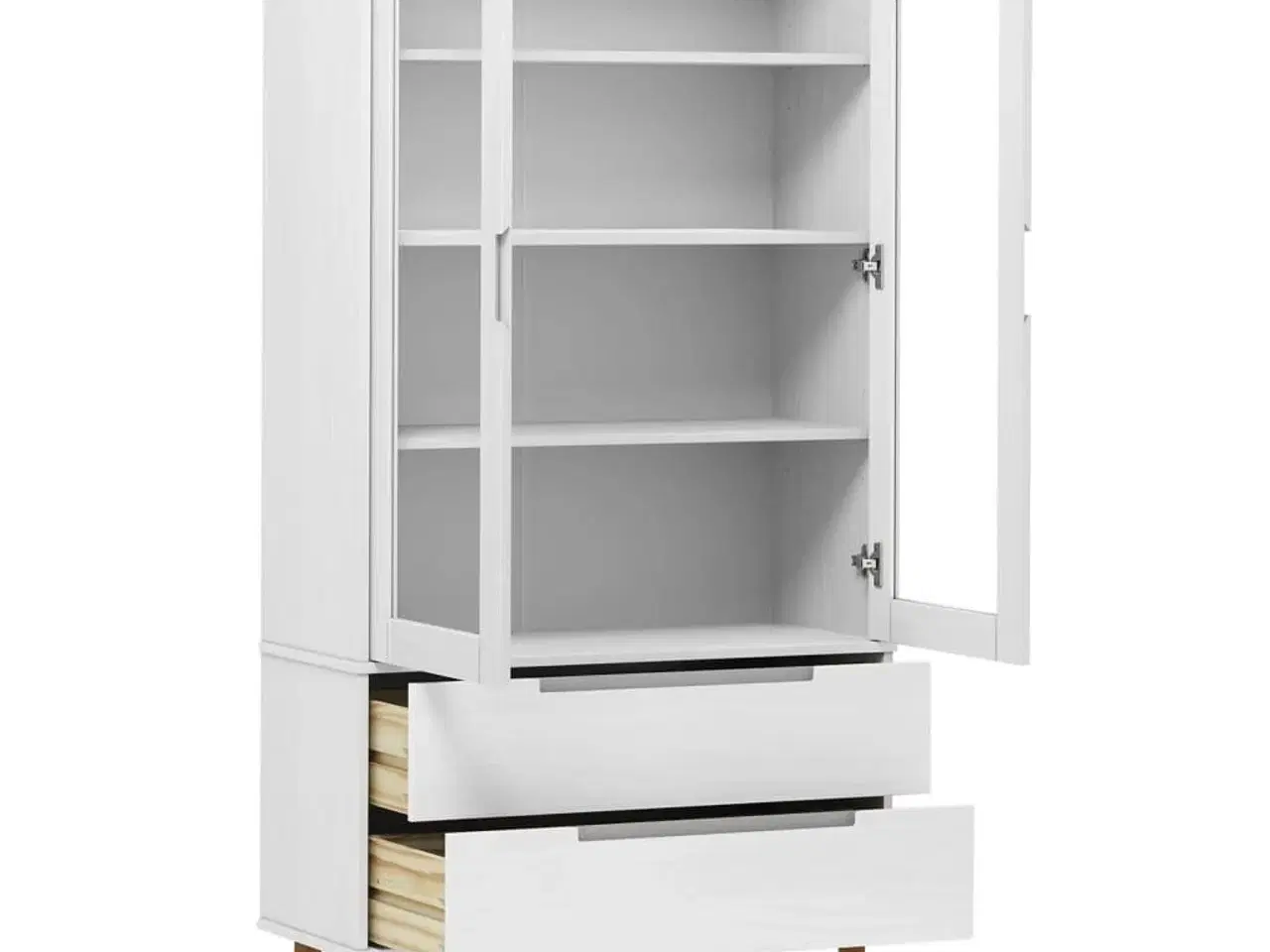 Billede 5 - Vitrineskab MOLDE 90x35x175 cm massivt fyrretræ hvid