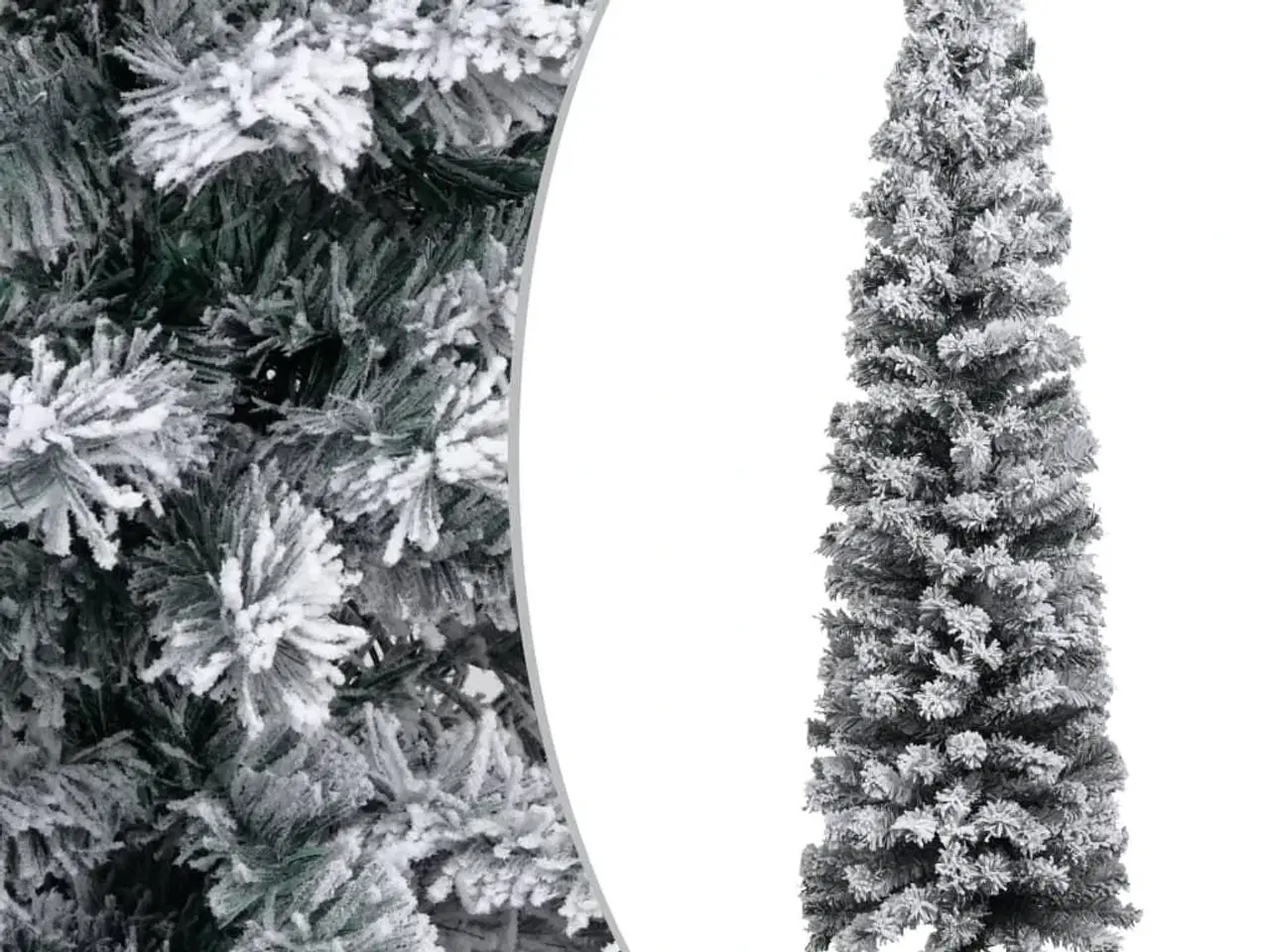 Billede 1 - Smalt kunstigt juletræ med sne 150 cm PVC grøn