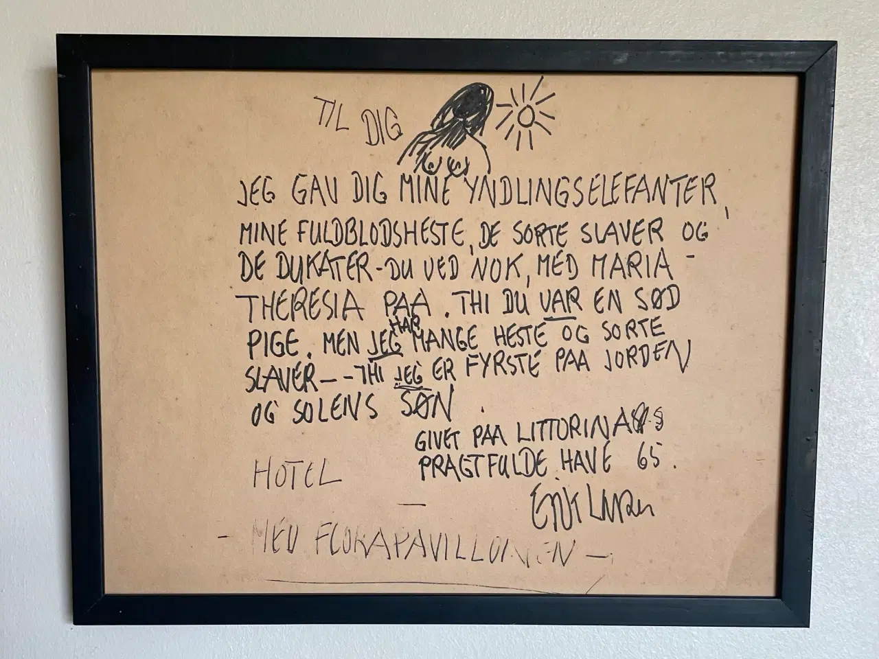 Billede 1 - Orginal Erik Larsen Tegning og Tekst Fra 1965 !