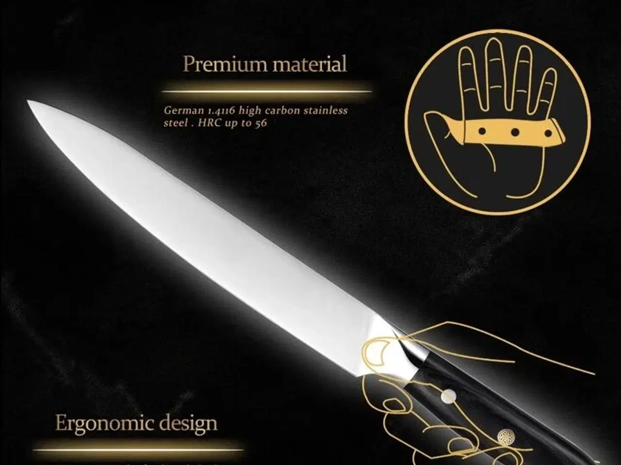 Billede 3 - Universalkniv – 5Cr15MoV rustfrit stål – Pakka træskaft