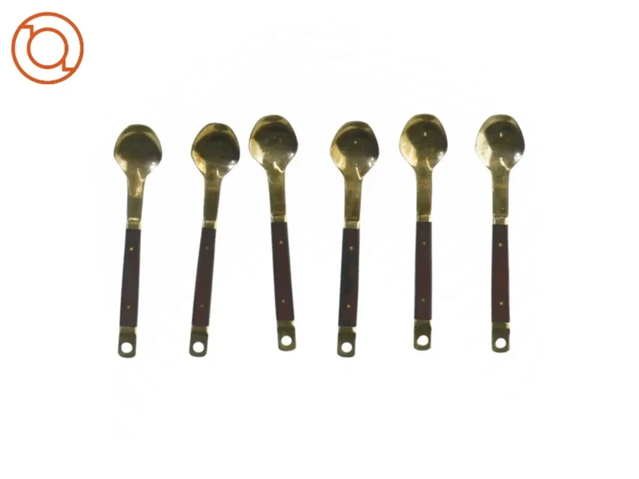 Billede 1 - 6 stk. Retro Teskeer Messing & Palisander Fi3126 (str. 15 x 3 cm)
