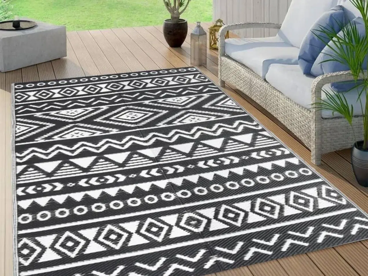 Billede 1 - Udendørs gulvtæppe ARAKIL 140x200 cm PP sort