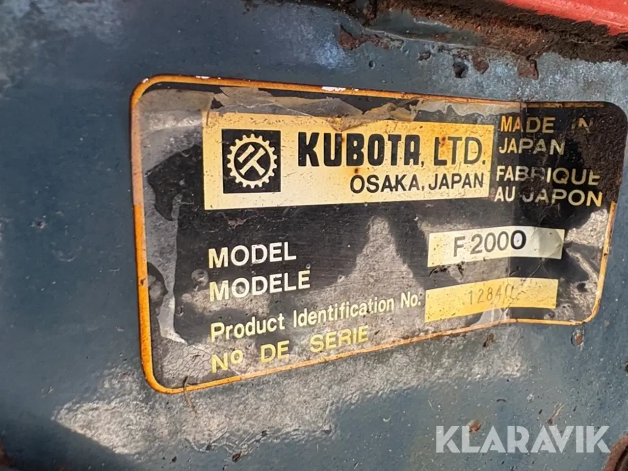 Billede 5 - Redskabsbærer Kubota F2000