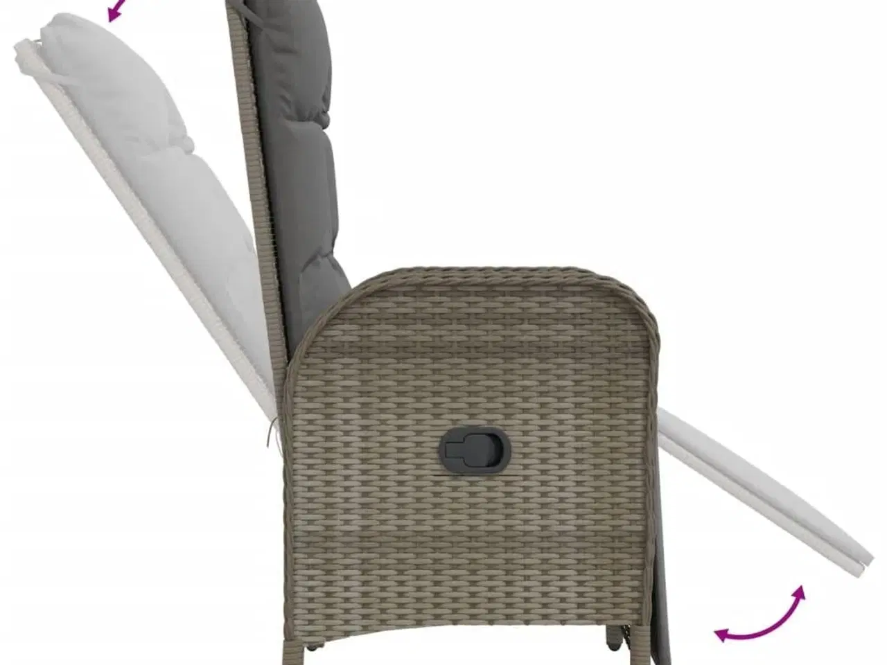 Billede 6 - Havestole med lænefunktion 2 stk. med bord polyrattan grå